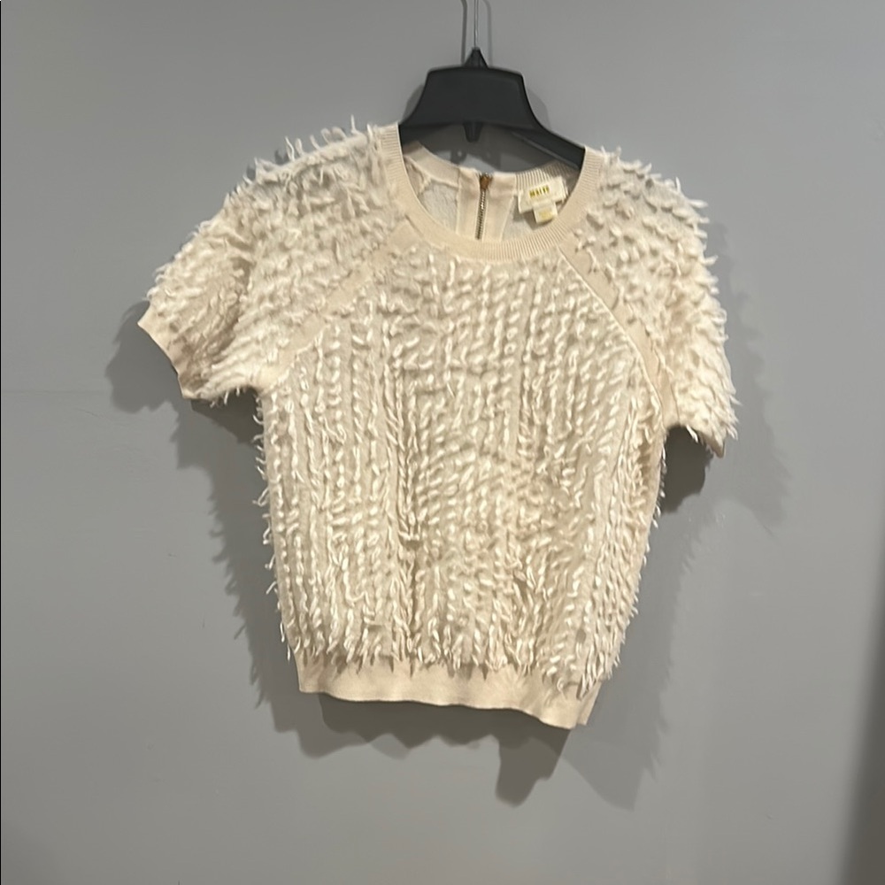 Cream Textured Short Sleeve Top